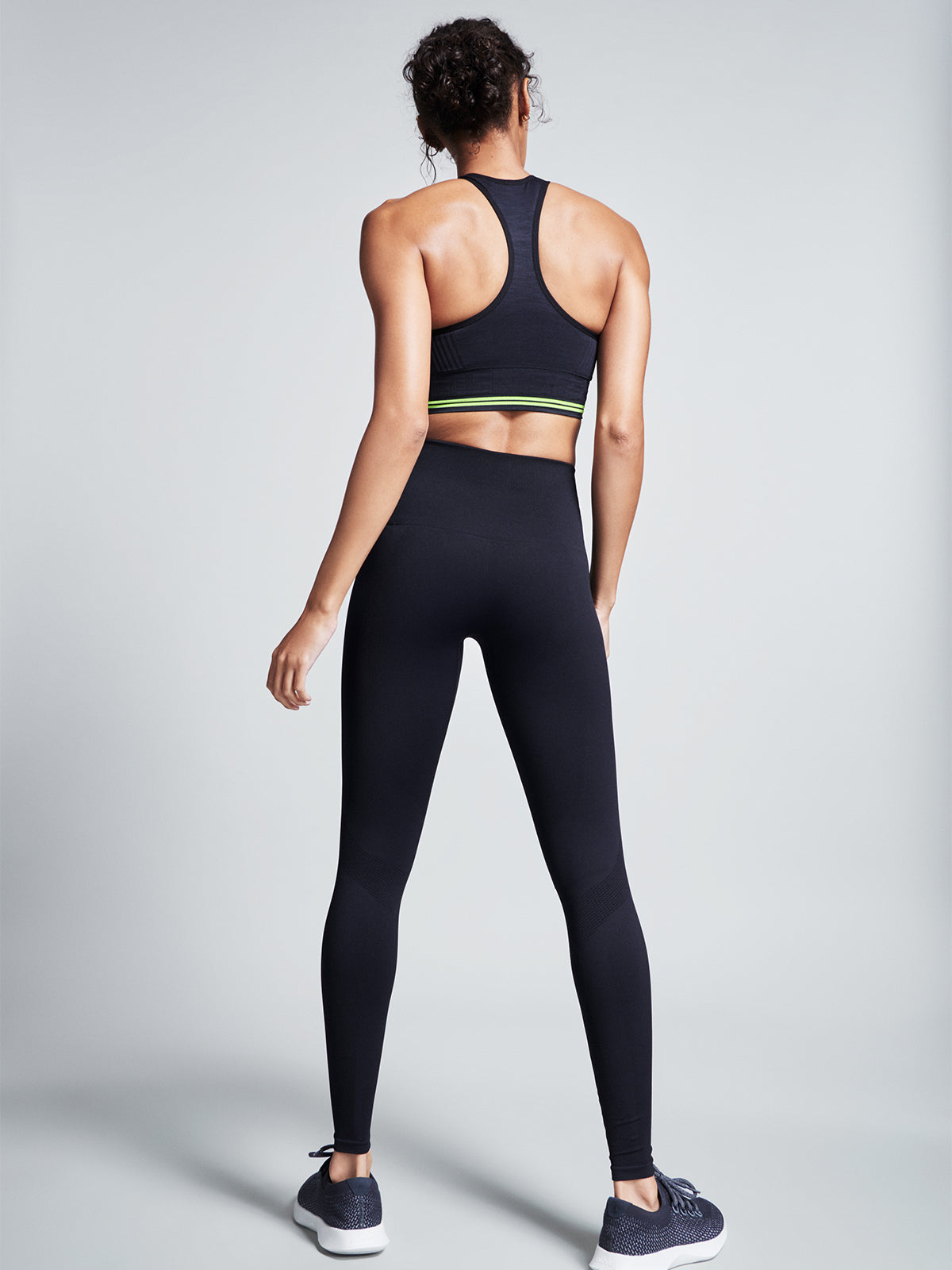 Womens streamline high waisted full black leggings 7