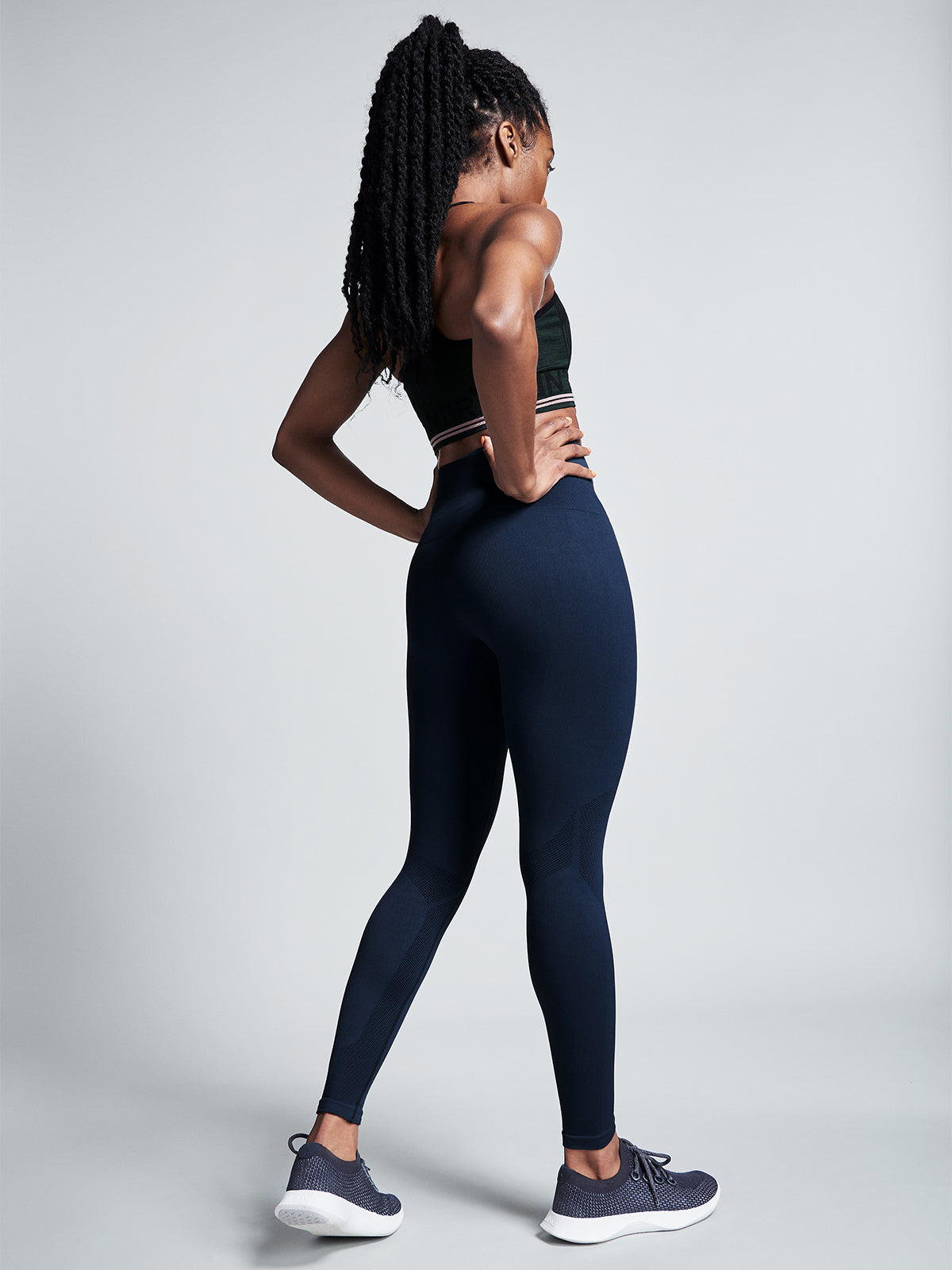 Womens streamline high waisted full marine blue leggings 4