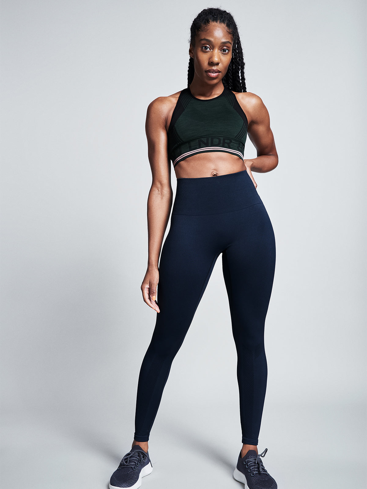 Womens streamline high waisted full marine blue leggings 5