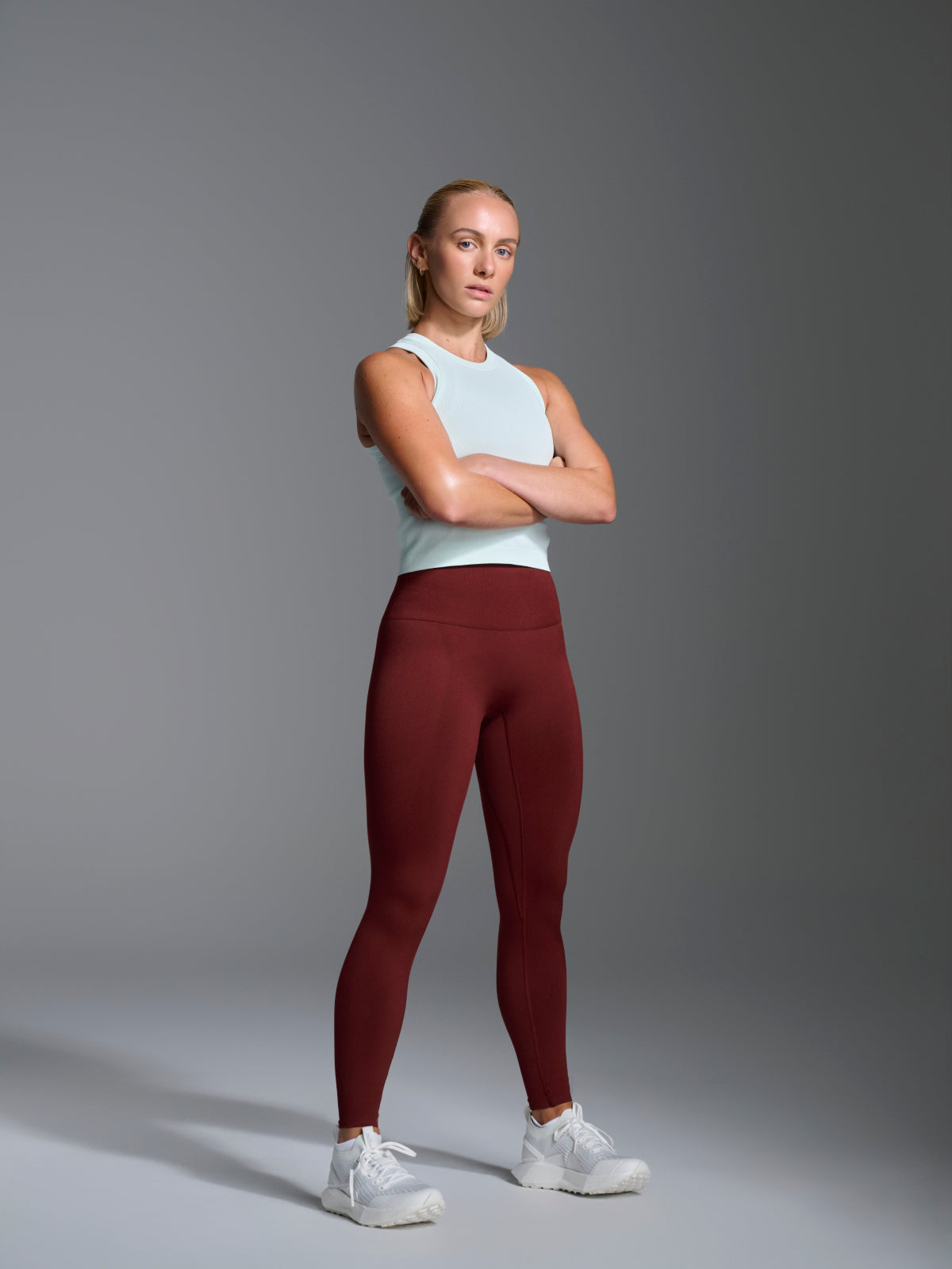 Womens chisel high waisted ankle length red rust leggings 8