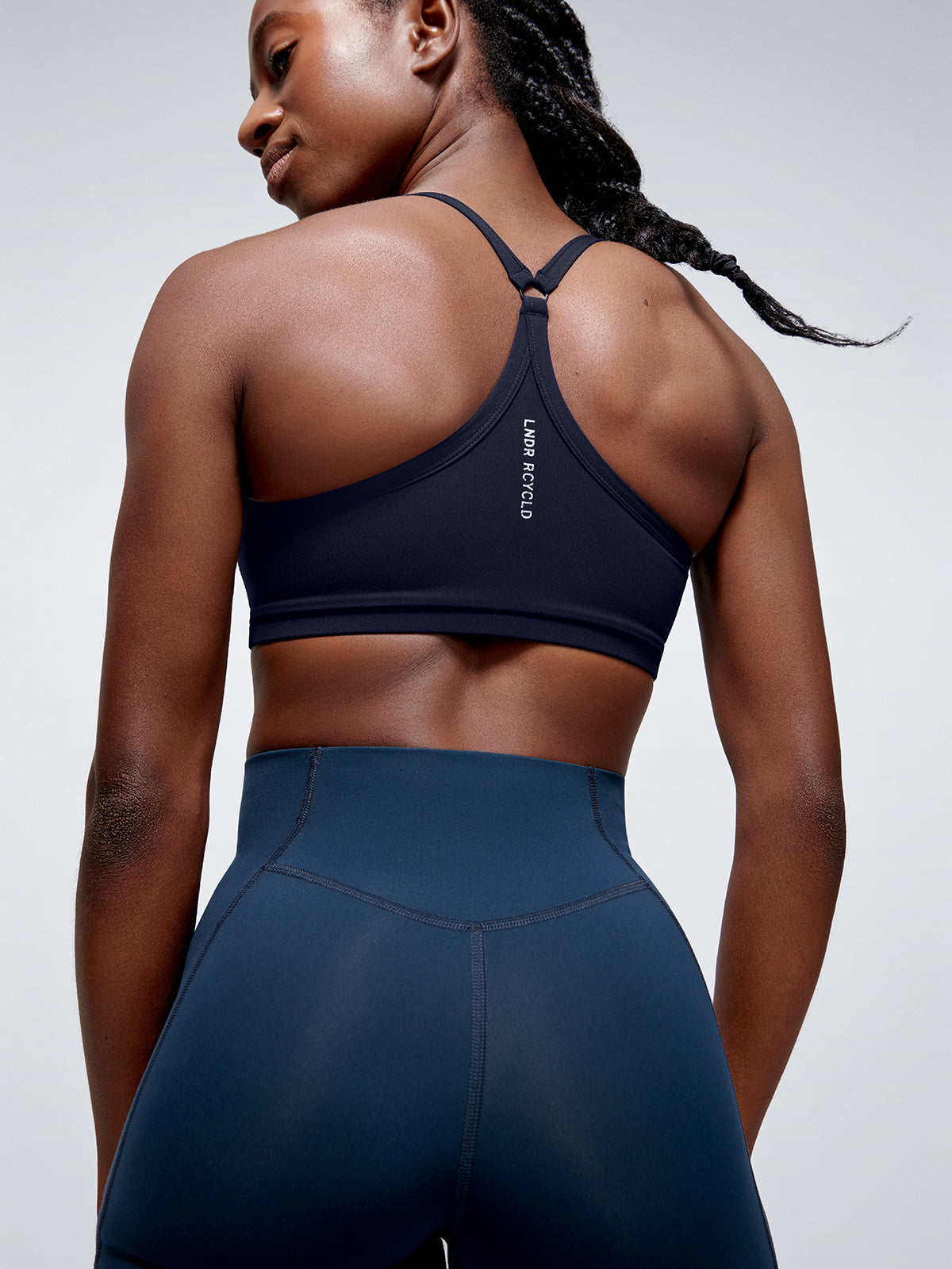 Womens fatal attraction padded navy blue sports bra 2