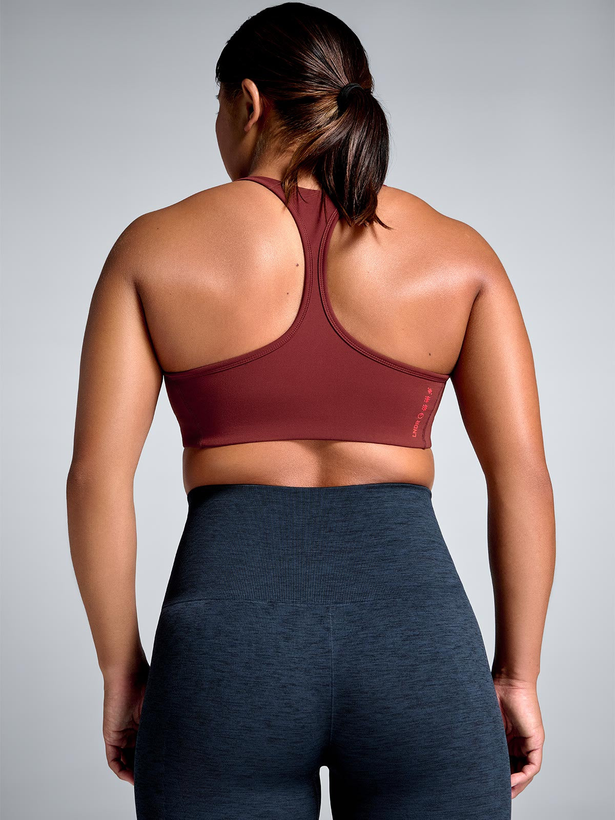 Womens femme fatale red rust sports bra 6