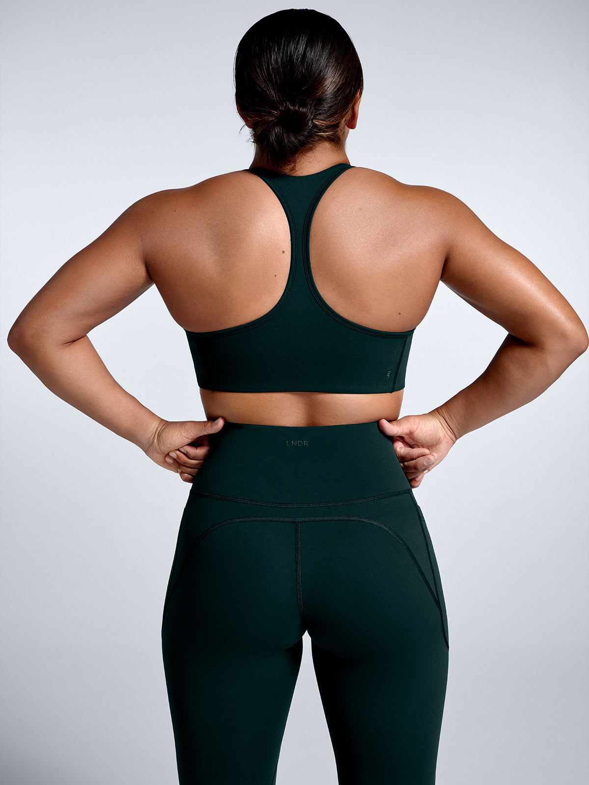 Womens femme fatale dark green sports bra 2