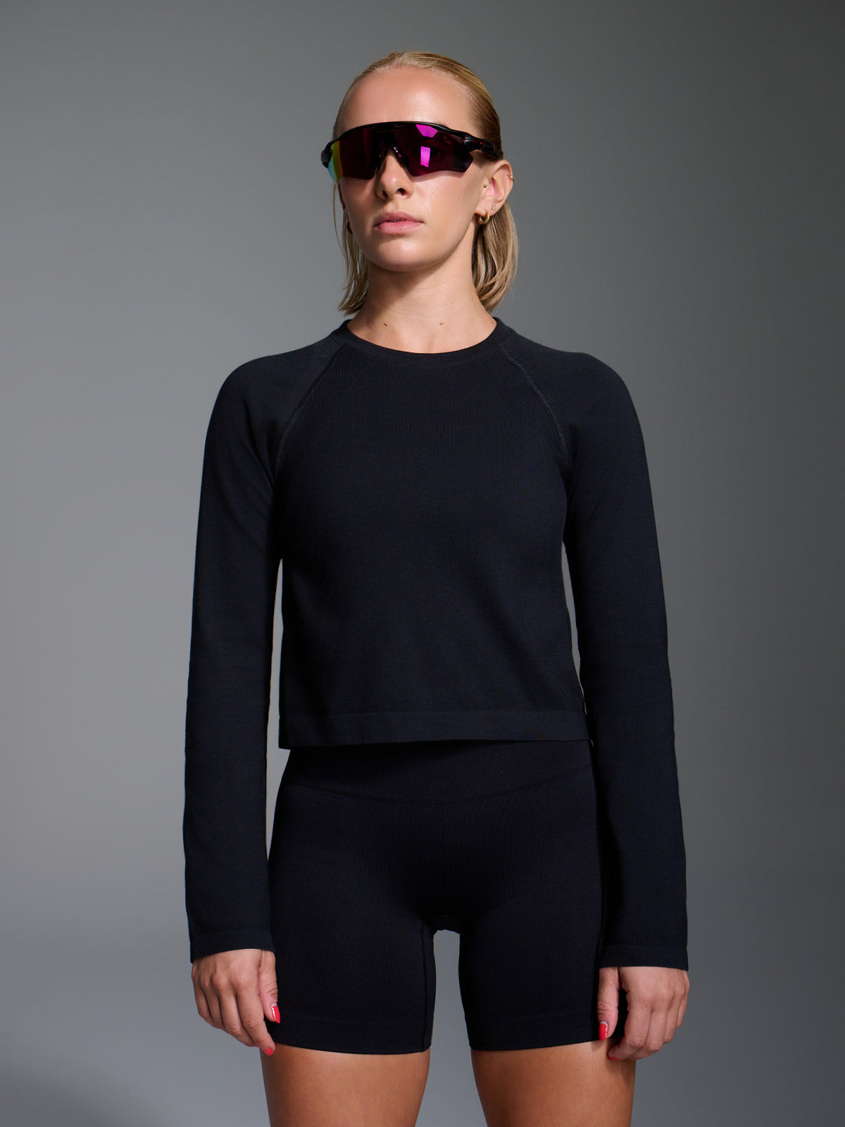 HERE TODAY CROPPED Long Sleeve Tee Black