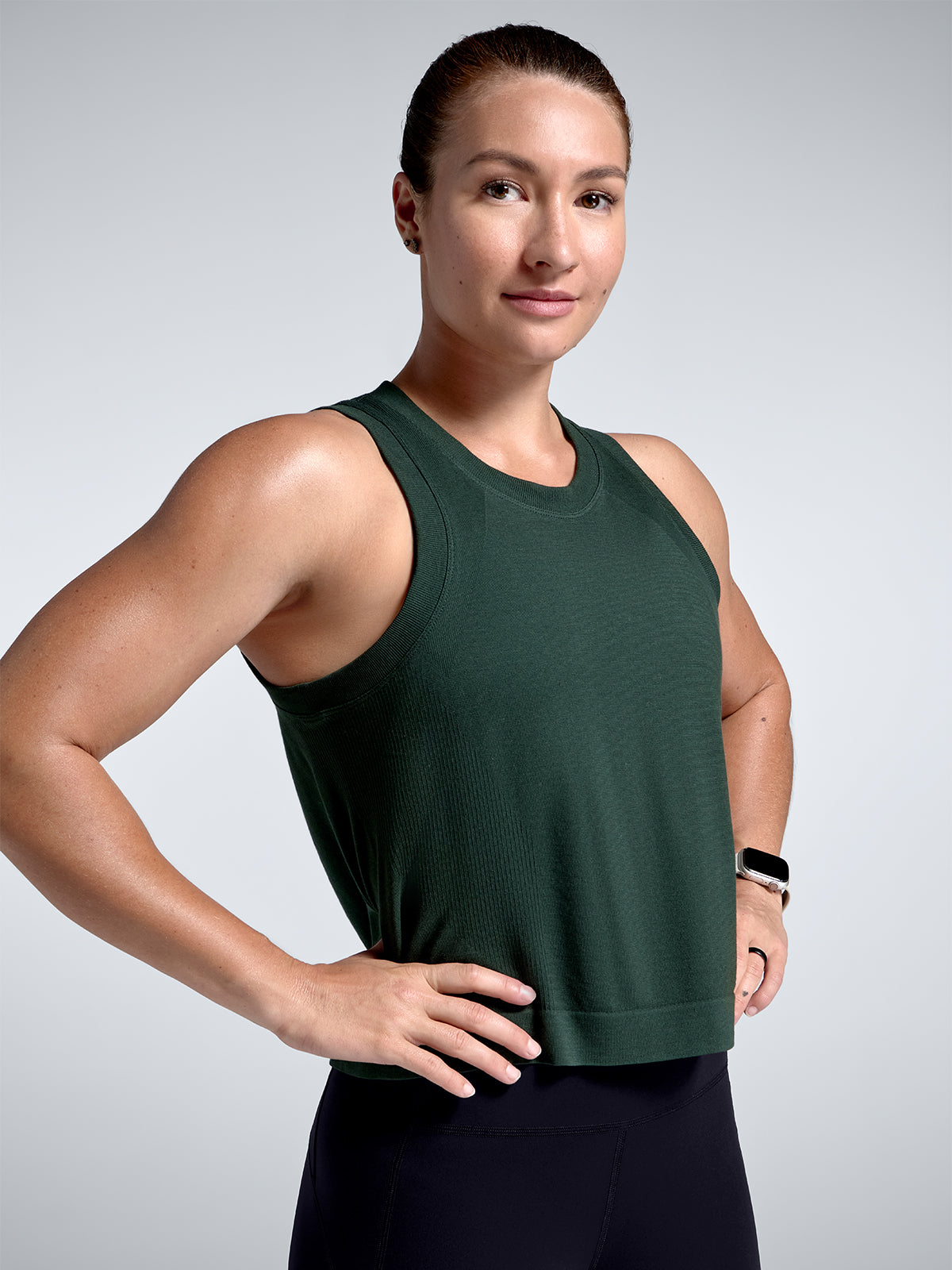 HERE TODAY Cropped Tank Dark Green