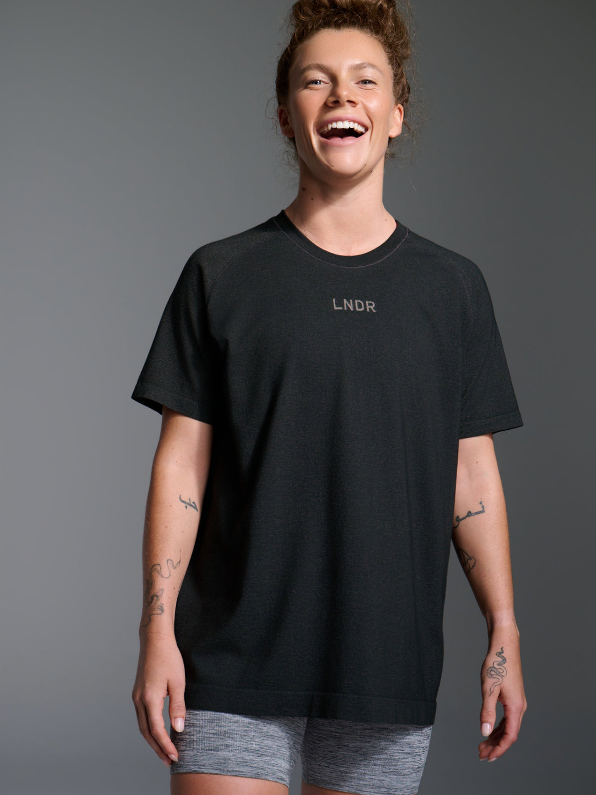 Unisex here today short sleeve faded black tee 1