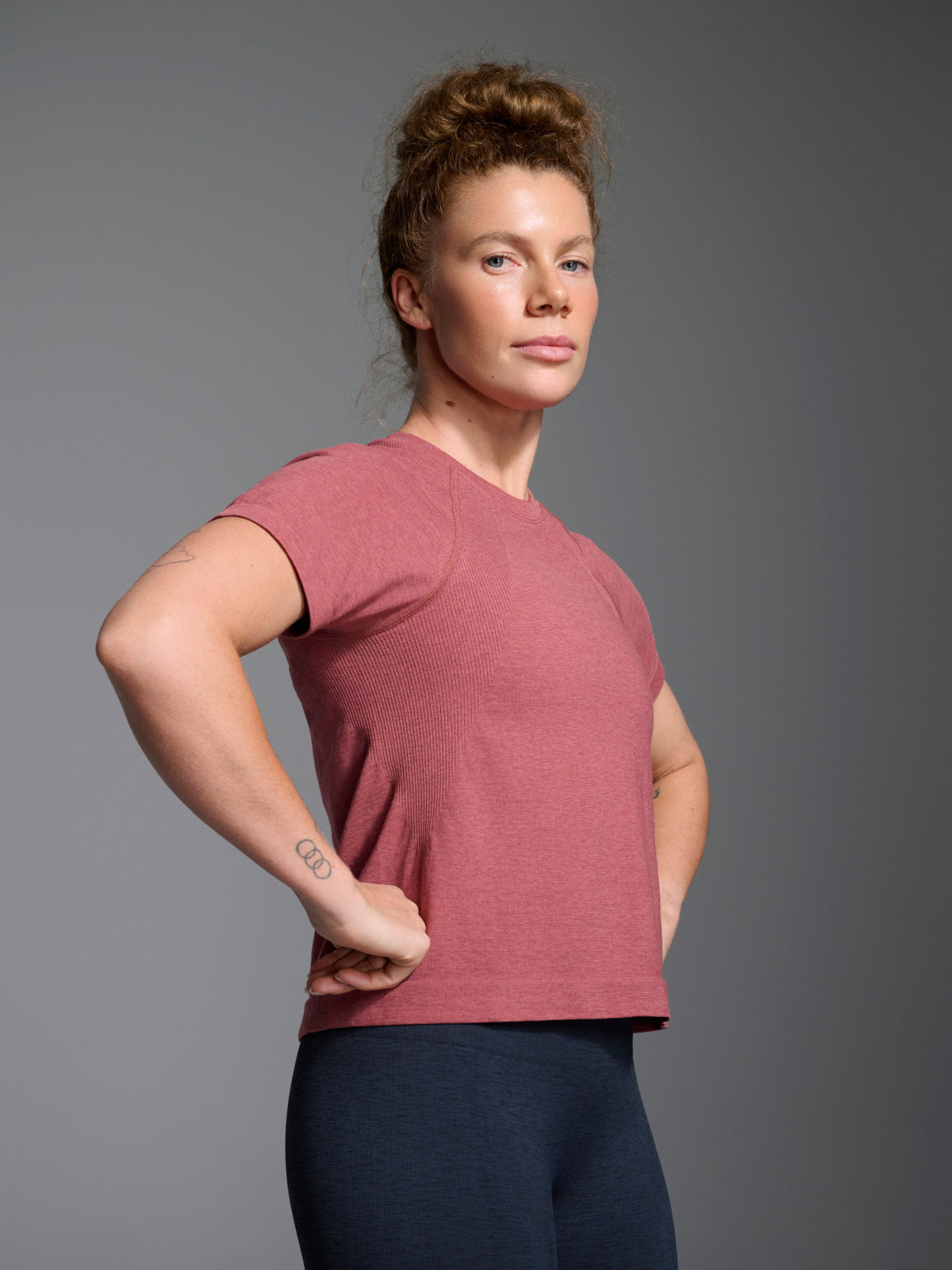 HERE TODAY MELANGE Cropped Tee Earth Marl