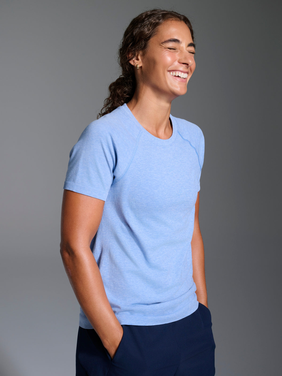 Womens here today short sleeve blue marl tee 1