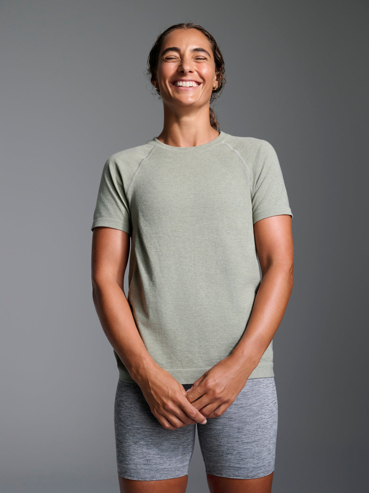 Womens here today short sleeve sage green marl tee 2