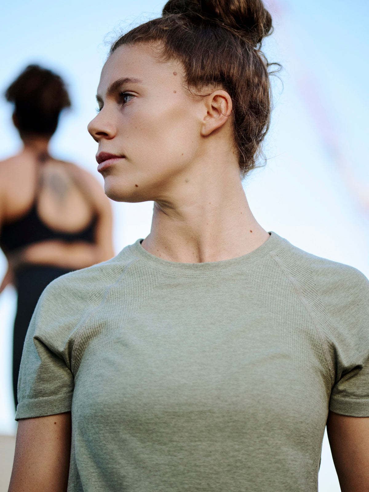 Womens here today short sleeve sage green marl tee 1