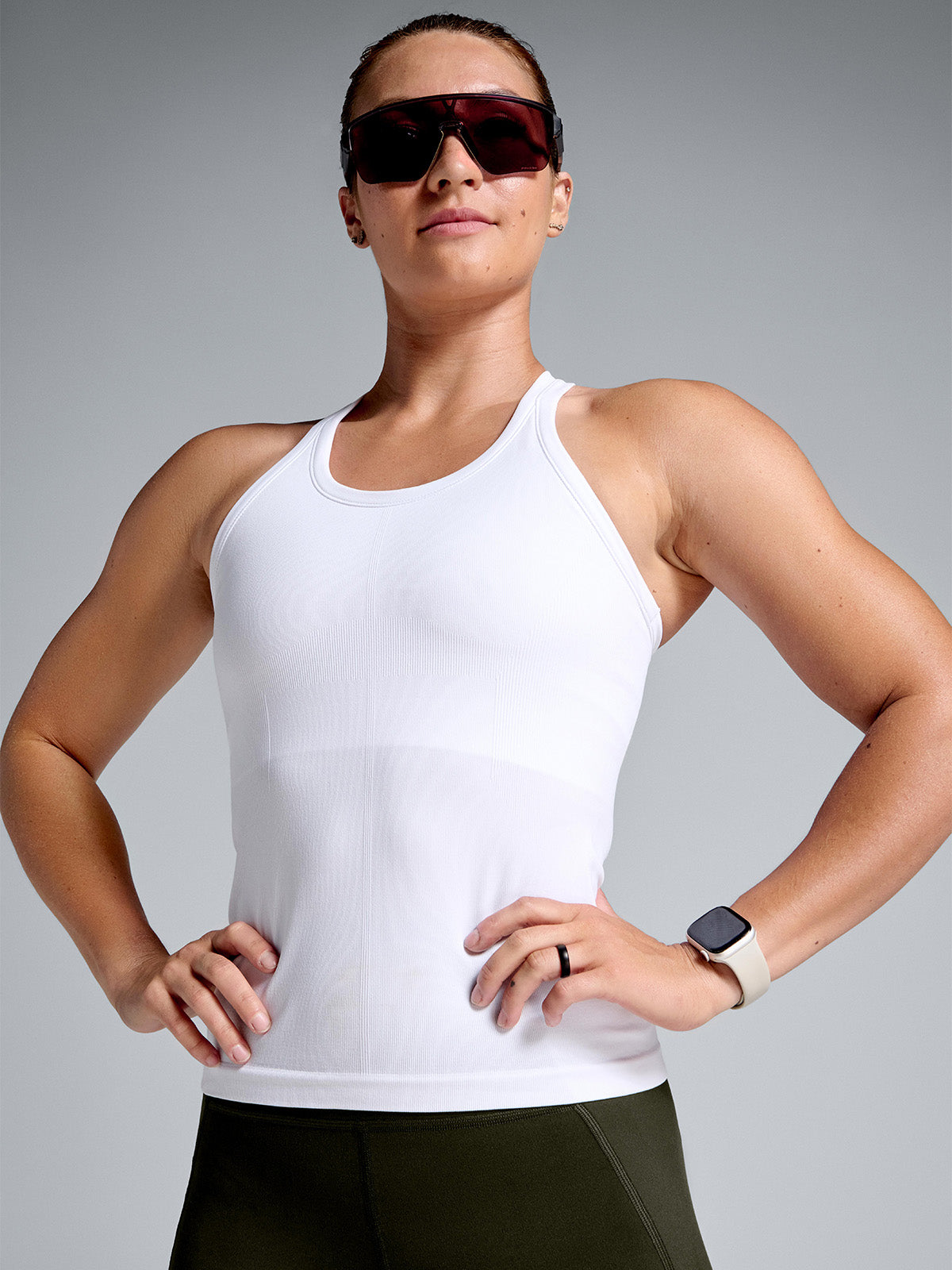 Womens white recycled muscle tank 4