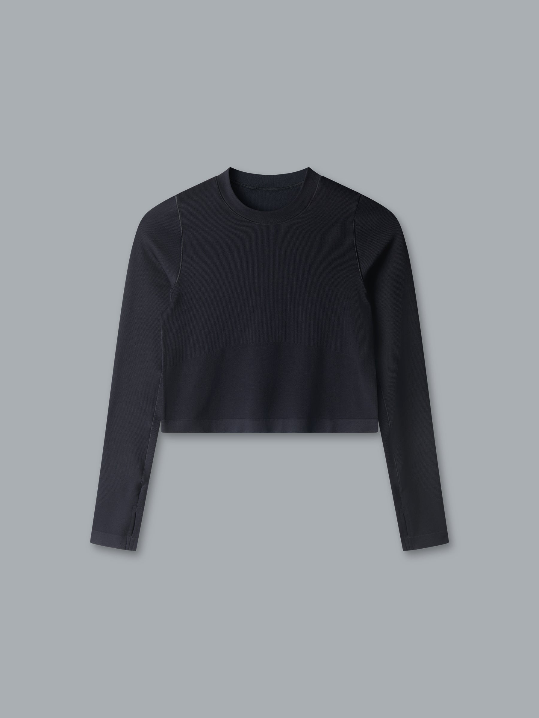POWER CROP Long Sleeve Top Black