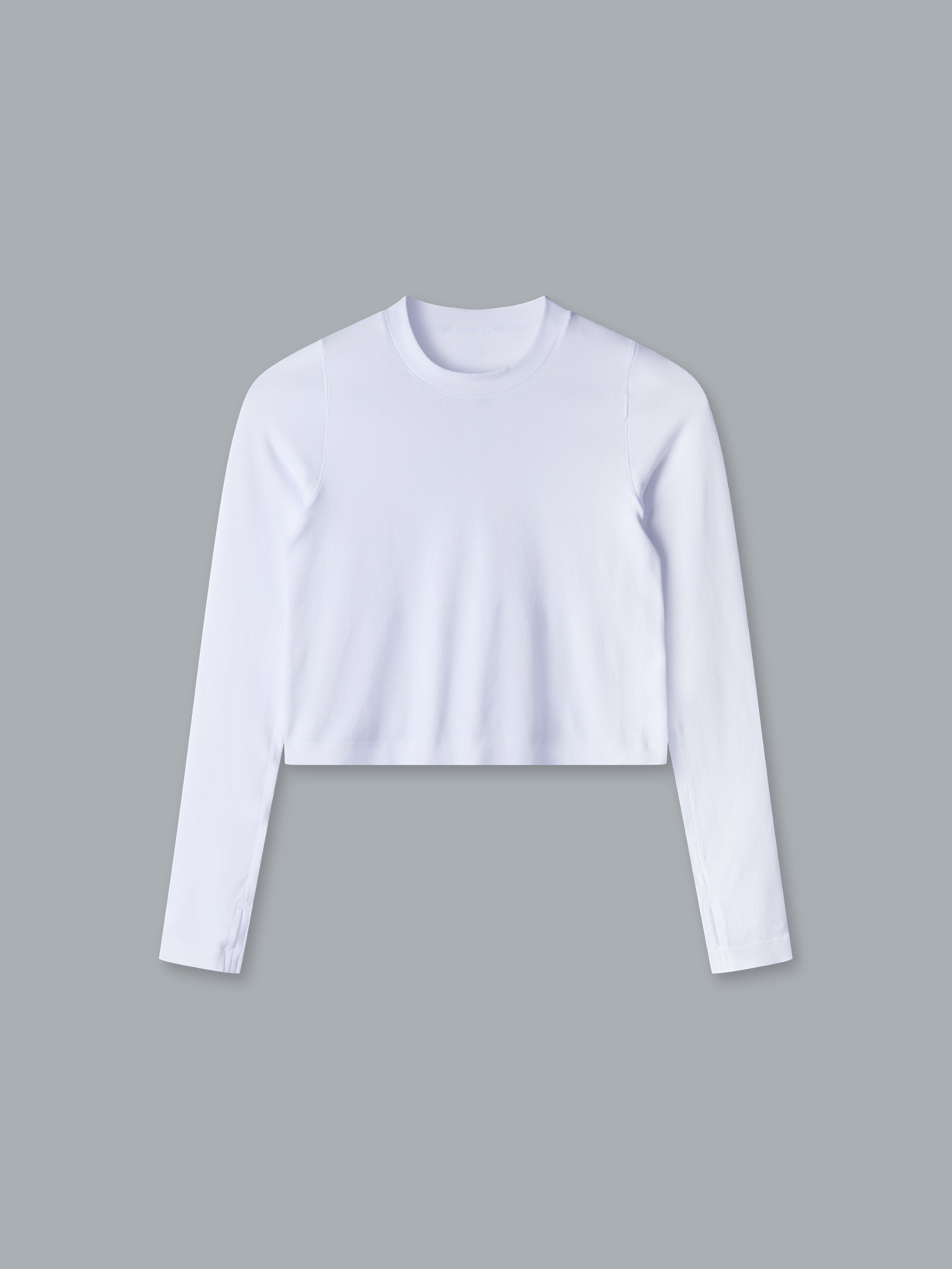POWER CROP Long Sleeve Top White