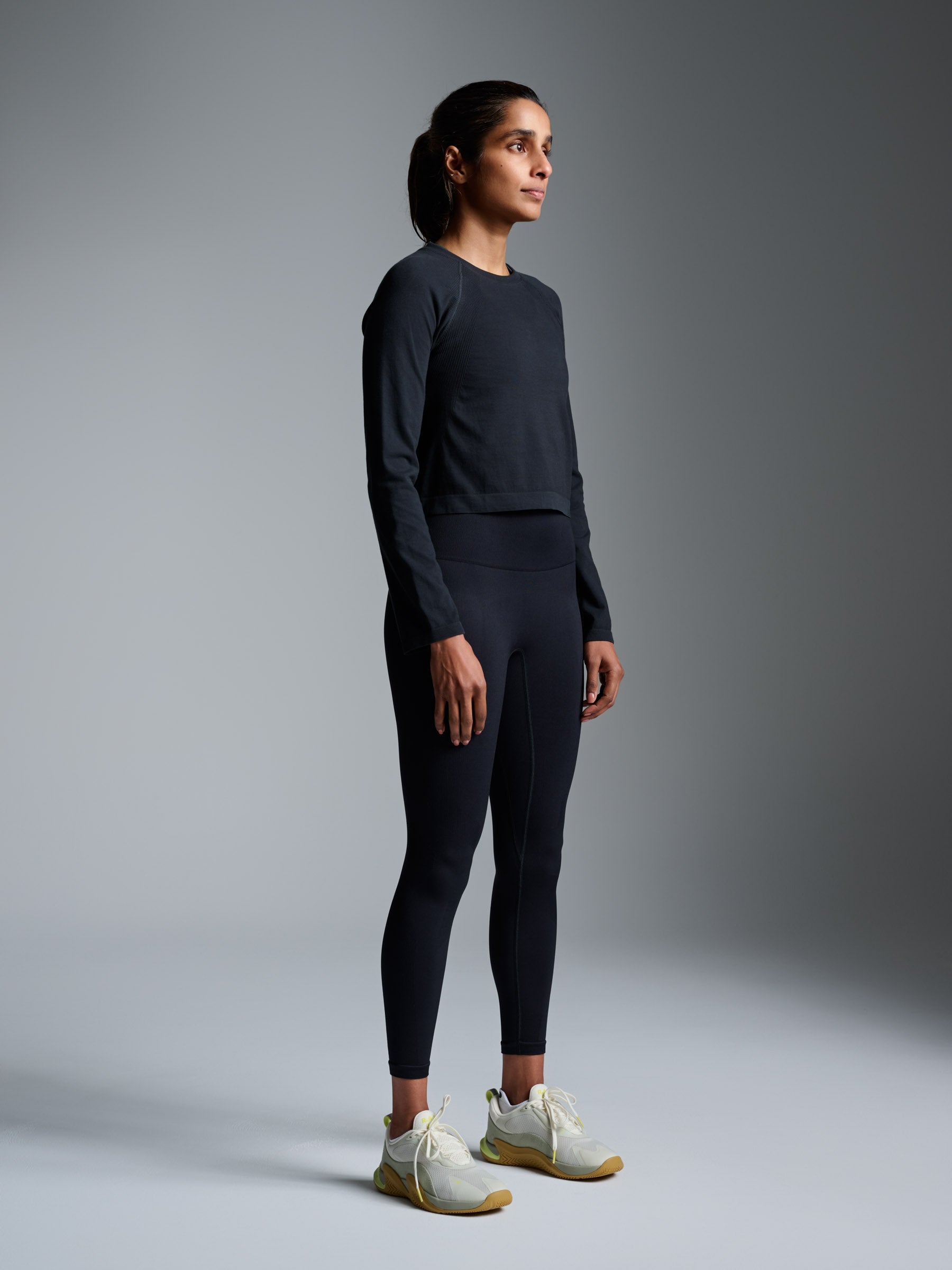 HERE TODAY Cropped Long Sleeve Tee Black