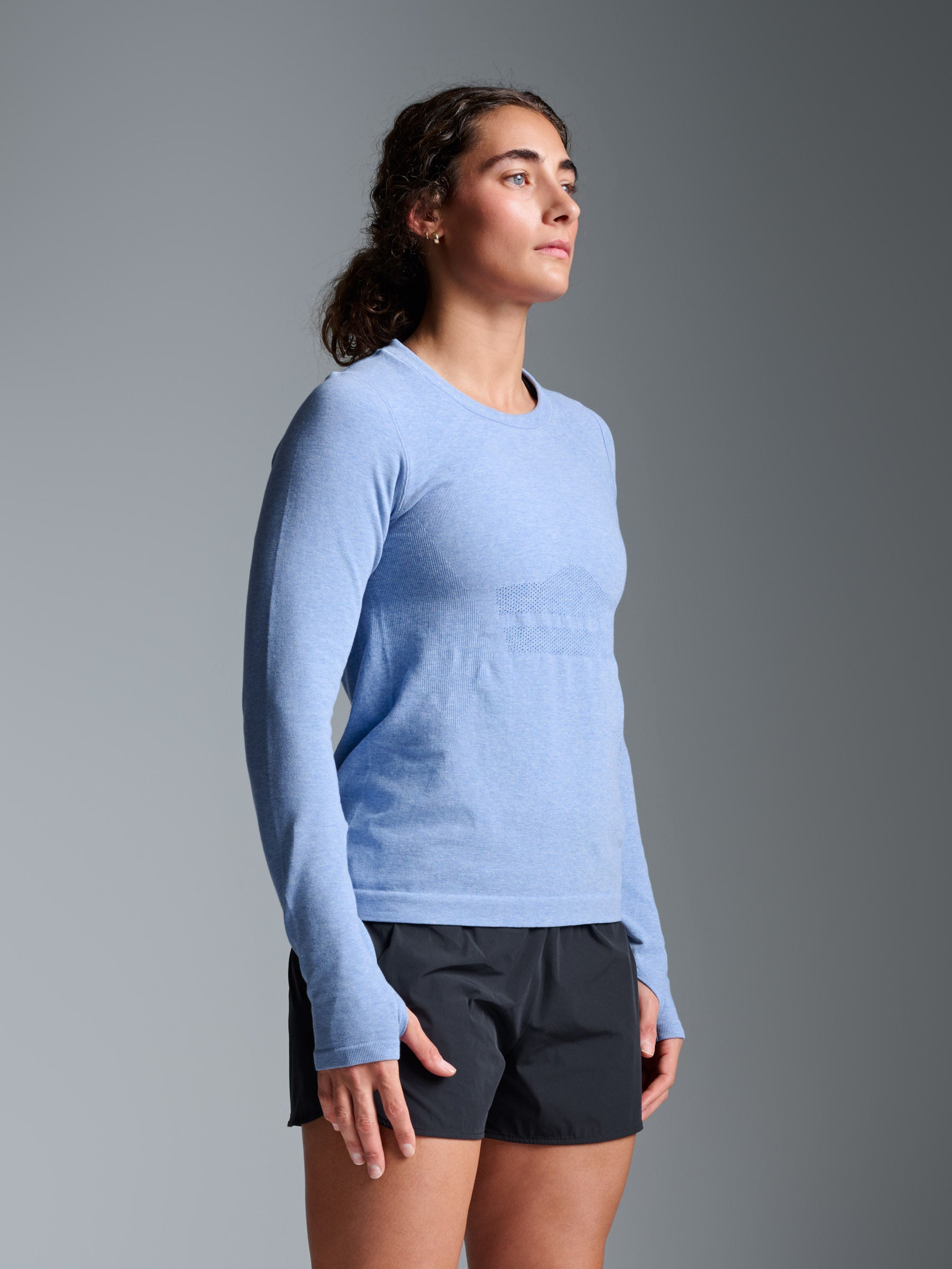 HERE TODAY MELANGE Long Sleeve Tee Blue Marl